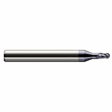 HARVEY TOOL 1/8 in. Cutter dia. x 0.1870 in. 3/16 x 3/8 in. Reach Carbide Ball End Mill, 4 Flutes 751908-C3